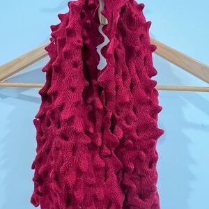 Saint James Dark Red Ruffle Knit Wool Scarf